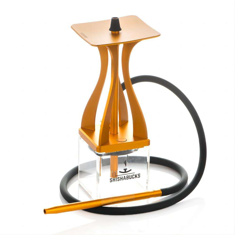 Luxury Modern Hookah Set – Anodized Aluminum Body with Square Acrylic Base, Gift Box Included