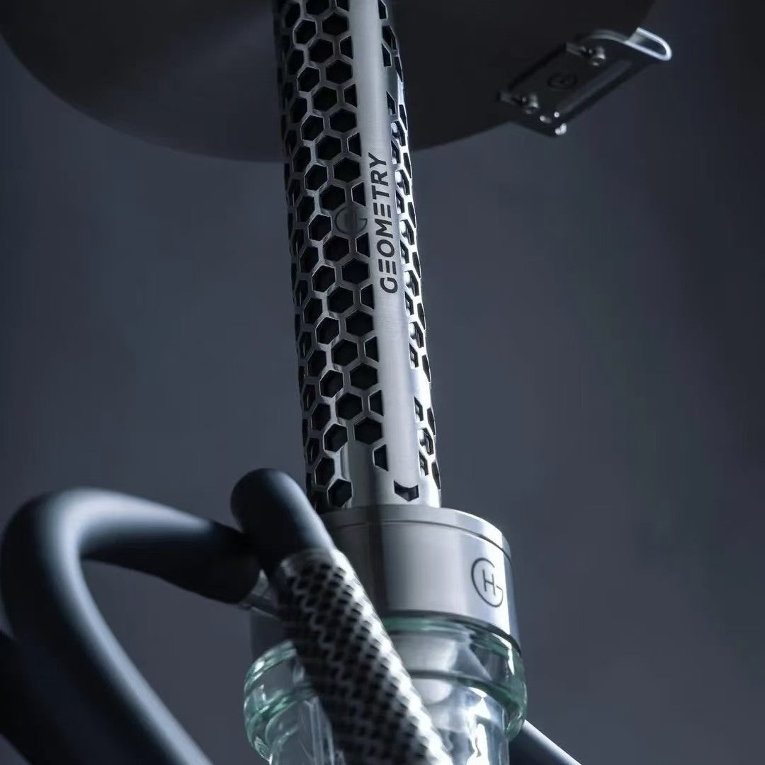 Luxury Stainless Steel Hookah Set | Russian Geometry Design Single Hose Shisha | Elegant Arabic Water Pipe for Lounge, Bar & Home Smoking Experience