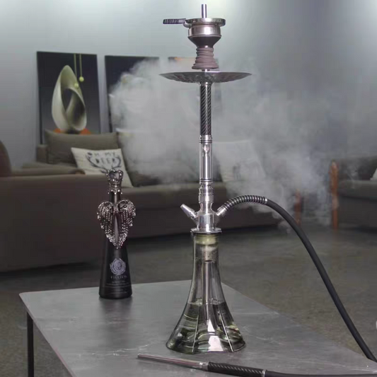 Premium Large Carbon Fiber Hookah – Stainless Steel High-End Shisha Set for Thick Smoke Lovers