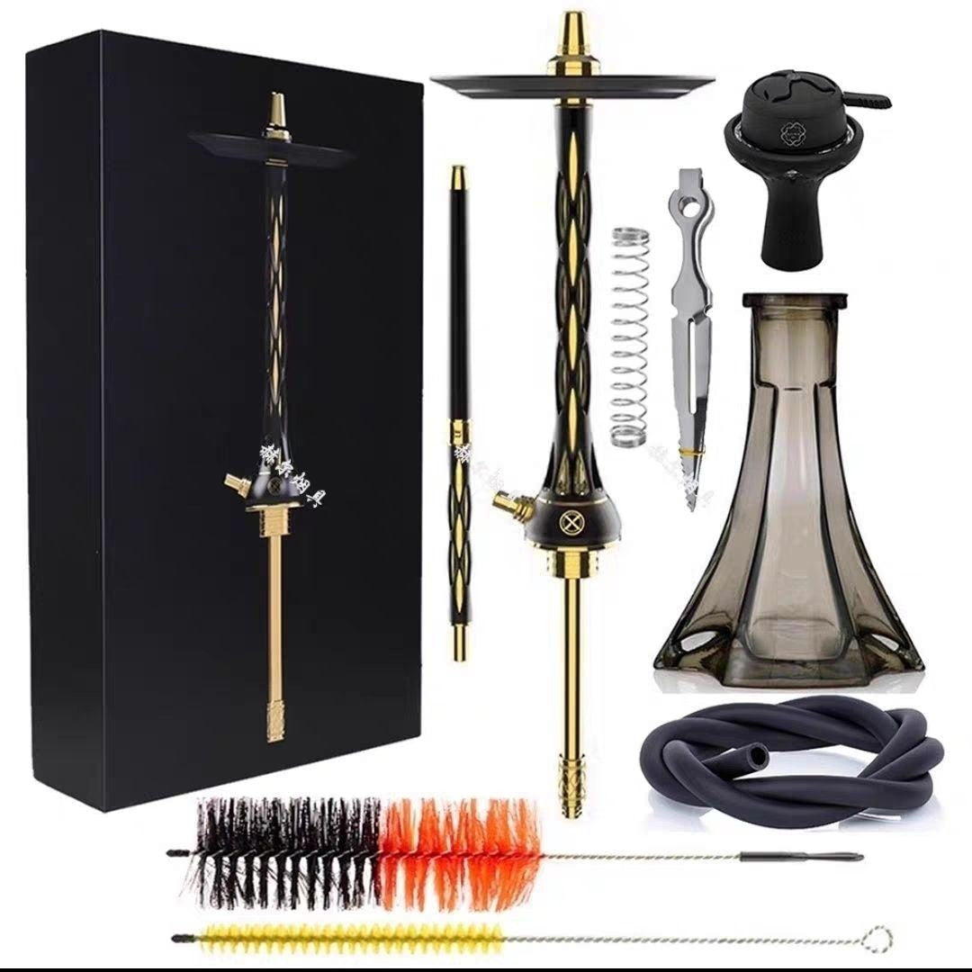 Luxury Russian Blade Stainless Steel Hookah Set | Large Single Hose Shisha with Elegant Gift Box | Ideal for Home, Lounge, Bar & KTV Smoking Experience