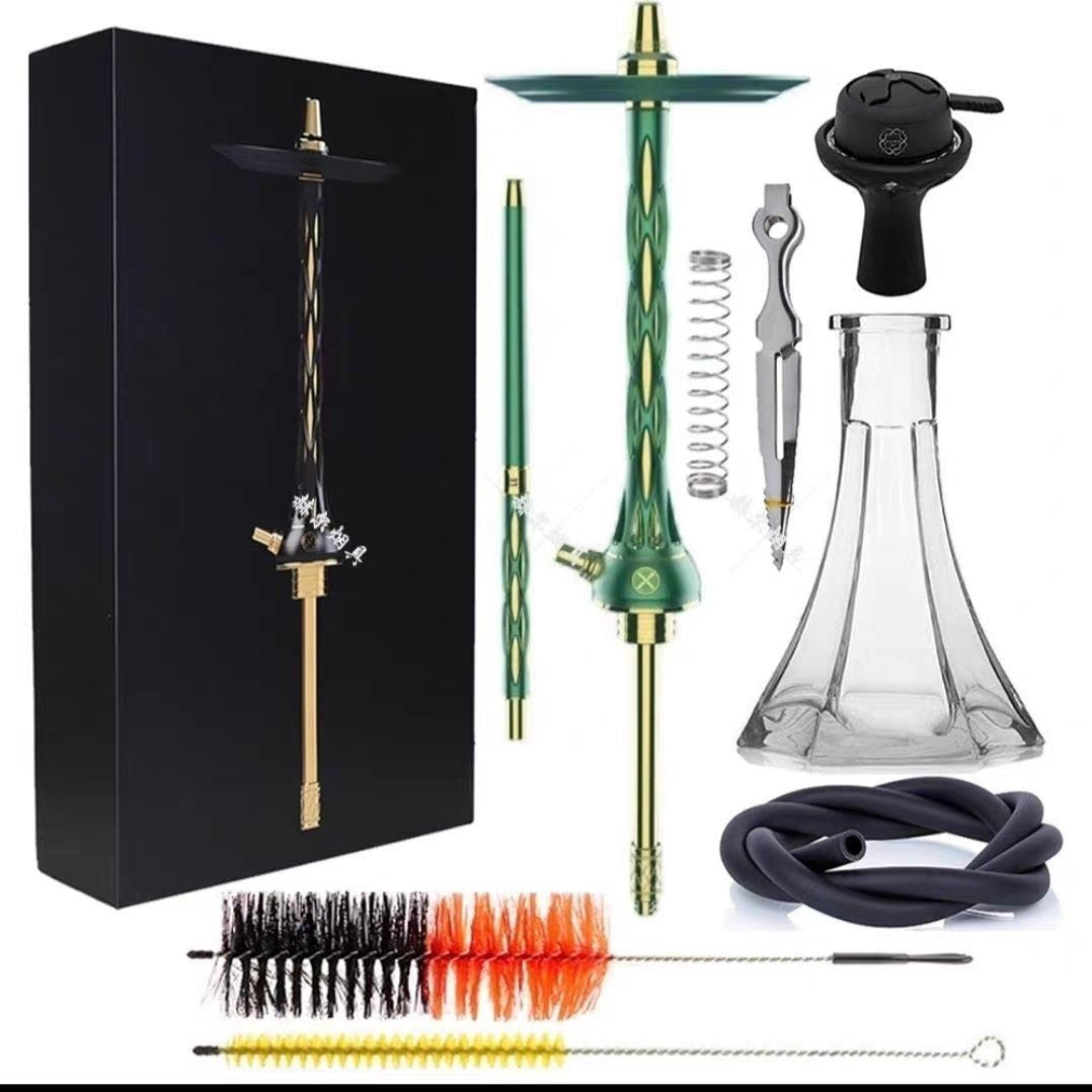 Luxury Russian Blade Stainless Steel Hookah Set | Large Single Hose Shisha with Elegant Gift Box | Ideal for Home, Lounge, Bar & KTV Smoking Experience