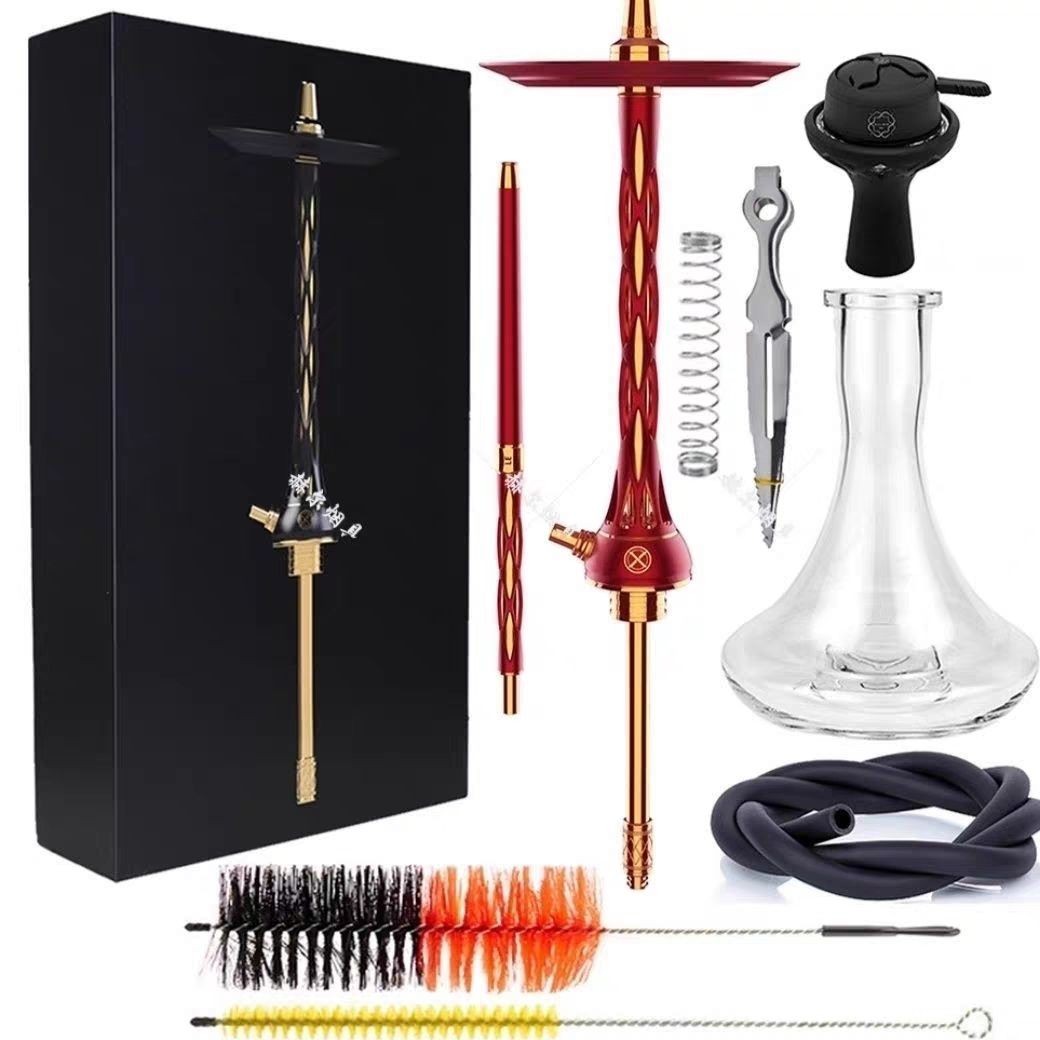 Luxury Russian Blade Stainless Steel Hookah Set | Large Single Hose Shisha with Elegant Gift Box | Ideal for Home, Lounge, Bar & KTV Smoking Experience